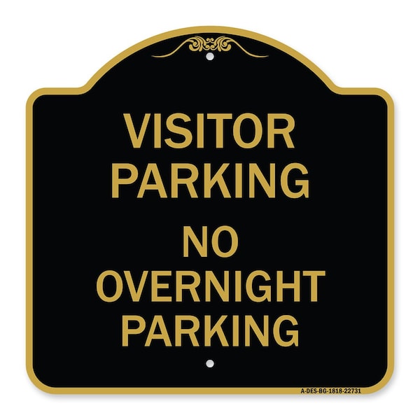 Signmission Visitor Parking No Overnight Parking, Black & Gold Aluminum Sign, 18" x 18", BG-1818-22731 A-DES-BG-1818-22731 - main